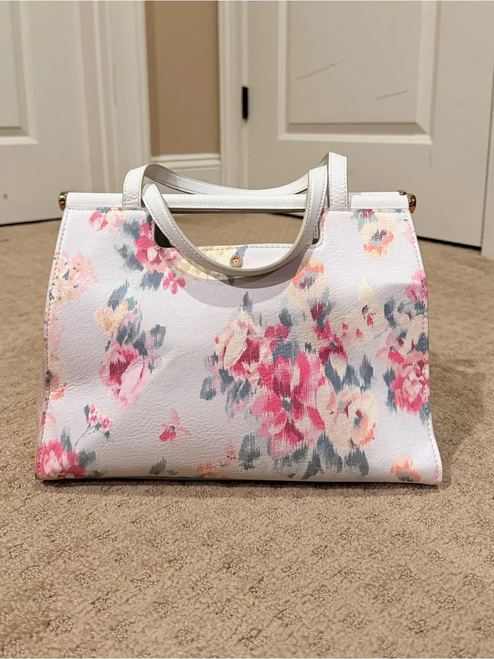 Lauren Conrad Floral Print White Top-Handle Women’s Handbag